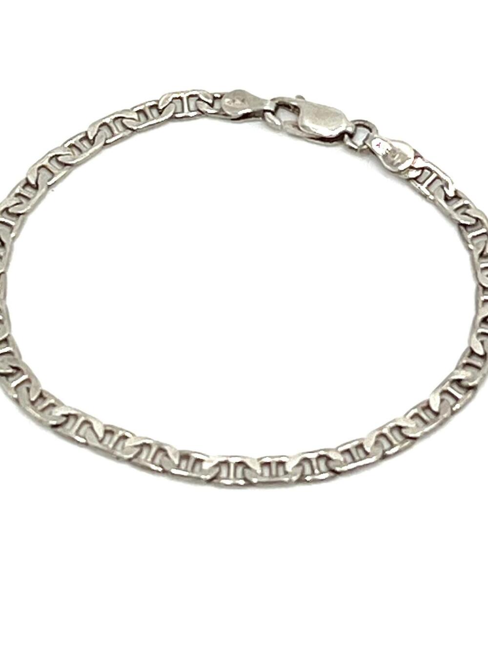 Vintage Italian Mariner Chain Sterling Silver Bracelet 6.75"